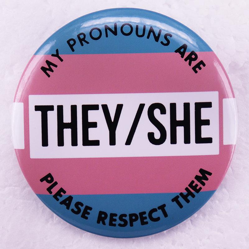 They/She Pronoun Lapel Pin