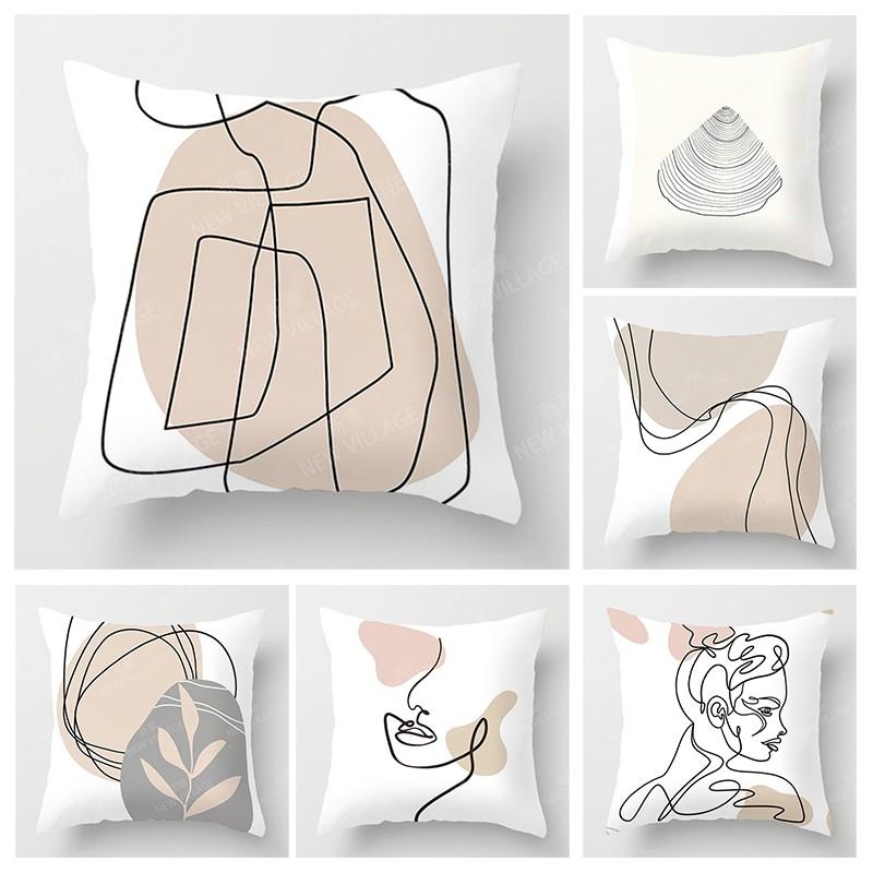 Panika Chen Unisex Nordic Fall Home Decor Throw Pillowcase Sofa Cushion Cover Modern 45X45cm 45*45 50X50 60X60cm 40X40 Boho Living Room Aesthetics