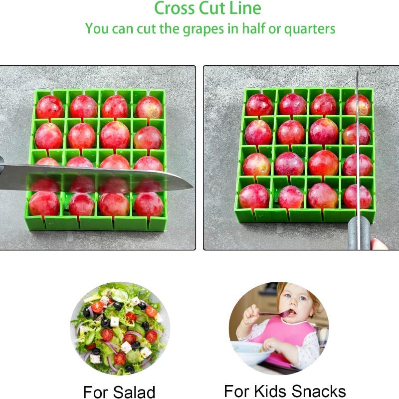 Cherry Tomatoe Cutter Slicer Half or Quarter Cutting 16Pc at a Time Fruit Container Holder Cutter for Salad Kids Toddlers Snacks