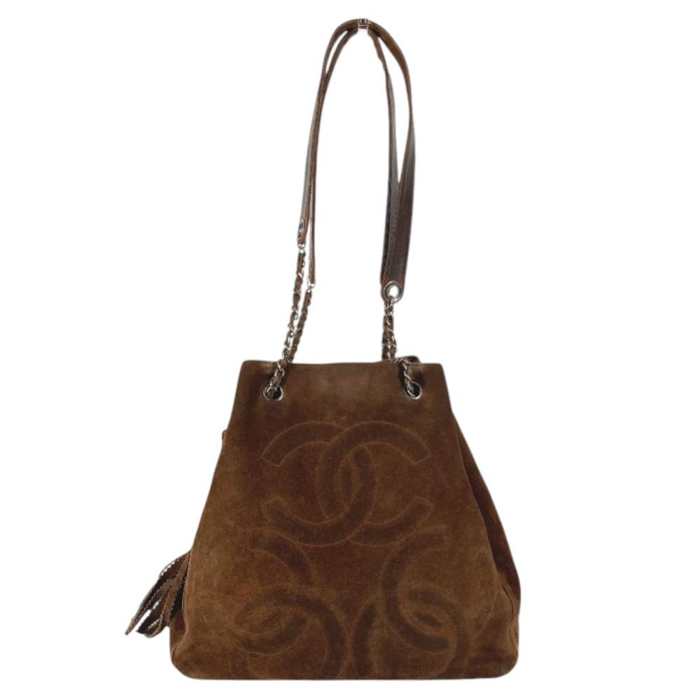 CHANEL vintage CC Mark Triple Coco Cocoball Fringe Tassel Shoulder bag Tote Bag