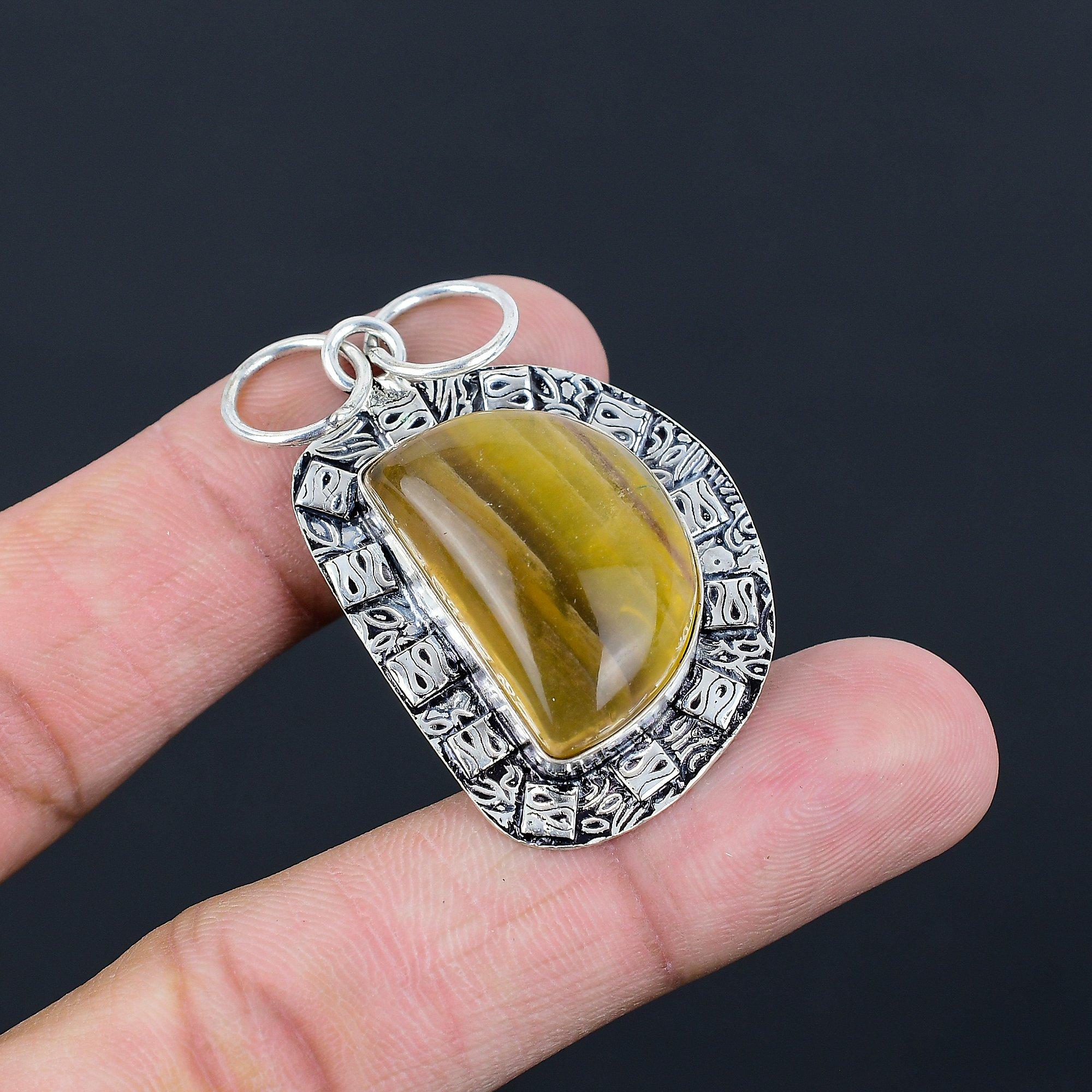 Halloween Sale 925 Silver Multi Fluorite Gemstone Birthday Sister Unique Pendant