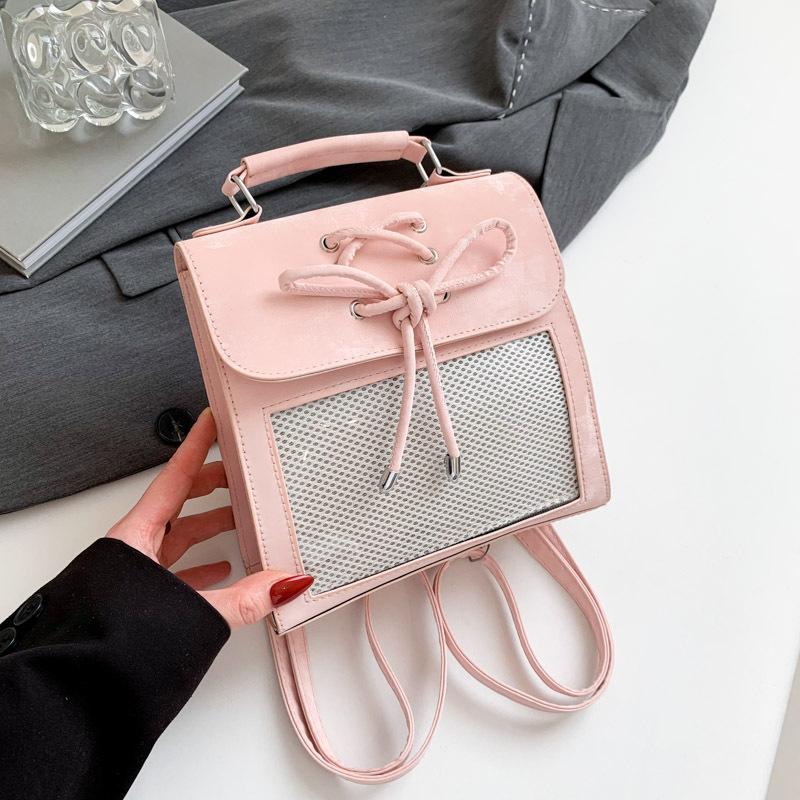 

Original Campus Commuter Simple Large Capacity Transparent Pain Bag Female Handheld Shoulder Solid Color School Bag Student Japanese Zhagu розовый