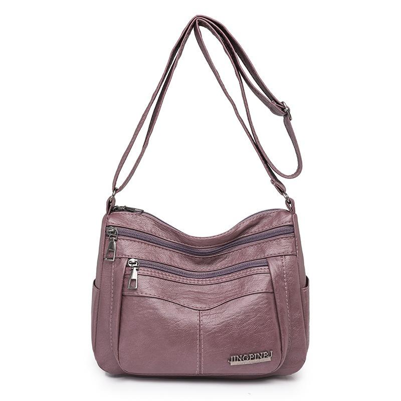 Simple PU Leather Multi Pocket Shoulder Bag