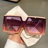 Square Oversized One-pieces Sunglasses Men Women Trendy Gradient Goggle Eyewear Fashion Luxury Brand Design Sun Glasses