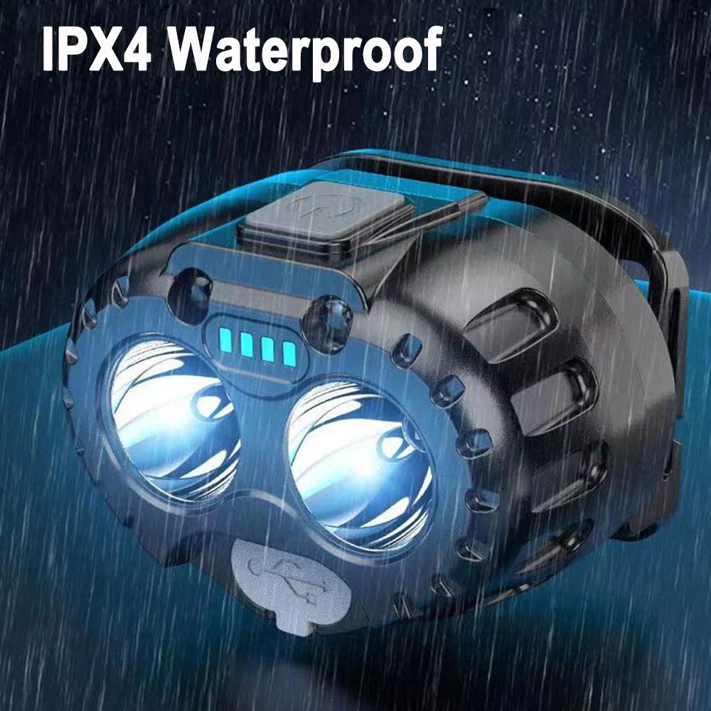 USB Wiederaufladbare Sensor Stirnlampe Outdoor IPX4 Wasserdichte Stirnlampe 250LM XPE LED Stirnlampe Taschenlampe zum Wandern Camping Angeln
