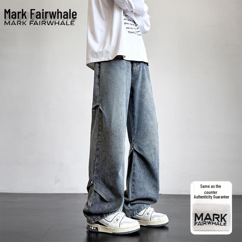 Mark Fairwhale Men's High-Street Loose Straight Jeans