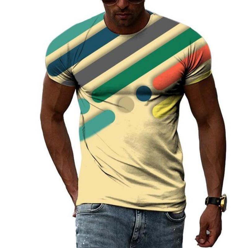 Summer Fashion Abstract Multidimensional Graphic T Shirts For Men Casual 3D Print Harajuku Personality Round Neck Short Sleeve