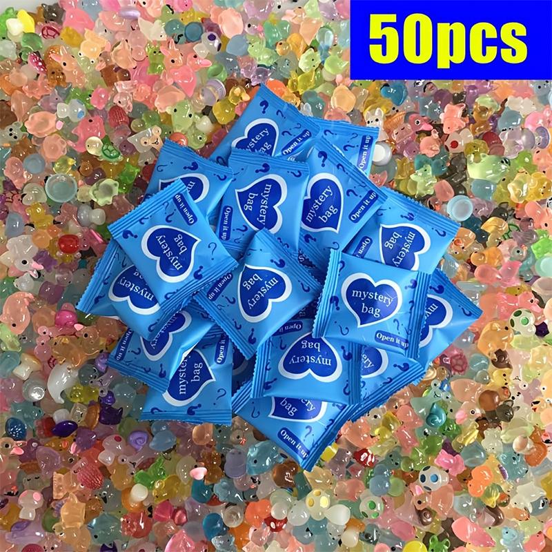 25/50pcs Glow In The Dark Mini Resin Animals & Mushroom Blind Bags Fairy Garden Decor Micro Landscape Birthday Gift