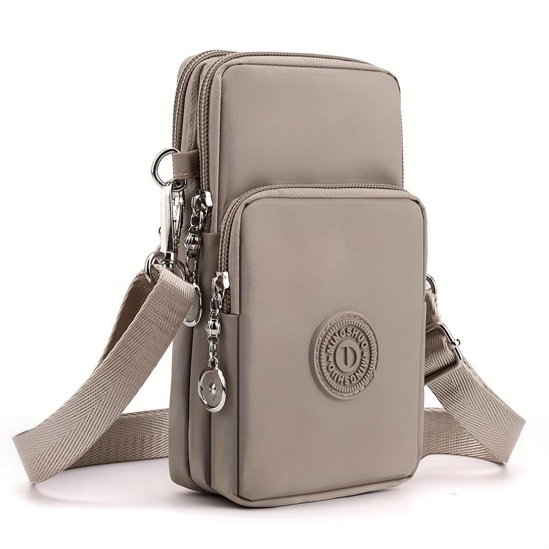 Stilvolle Beige Crossbody Sling Tasche mit Mehreren Taschen Leichte Handy-Geldbörse mit Verstellbarem Riemen Umhängetasche für Damen für den Täglichen Gebrauch