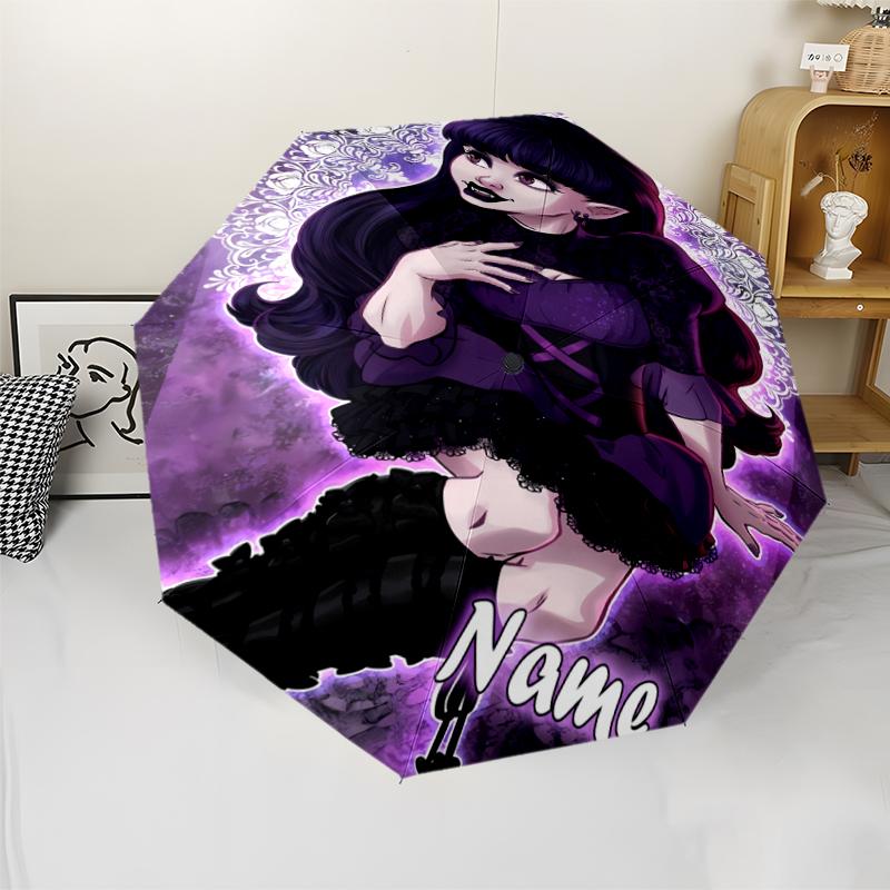 Custom Name Monster High Theme Automatic Umbrella, Lightweight & Portable, 8 Rib, Perfect for Outdoor Travel, Birthdays, Christmas, Gifts.
