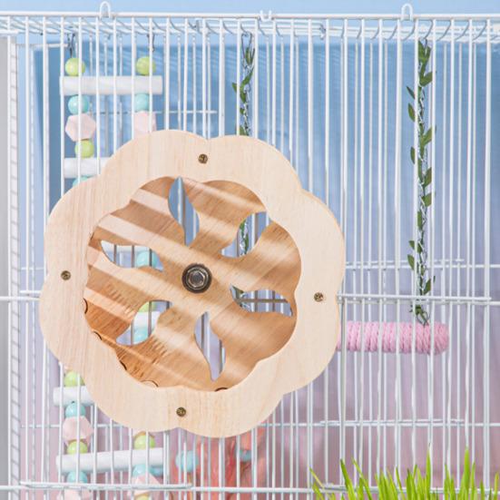 Wooden Bird Perch Toy Interactive Spinning Wheel Parakeet Perch Rotating Wheel Bird Cage Toy for Cockatiels Conures Enrichment And Exercise