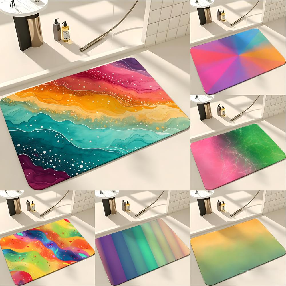 Cartoon Style G-Gradient Color Floor Mat Absorbent Floor Mat Non-Slip Entrance Rug for Bathrooms Restrooms and Toilets