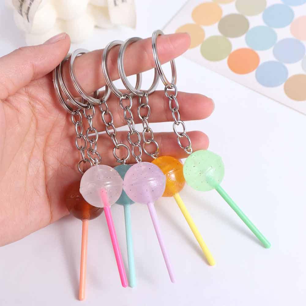 3D Food Lollipop Keychain Jelly-colored Candy Key Rings Simulation Lollipop  Handbag Pendants
