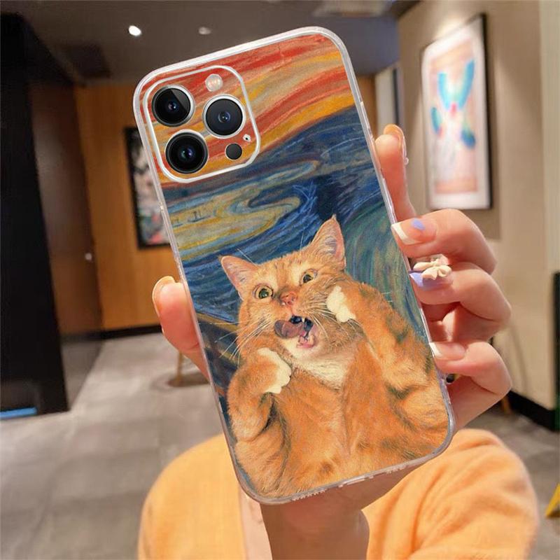 Phone Case For Iphone 17 Pro Max Air 16 15 14 13 Pro Max 15 16 Pro 15Plus Cat Starry Night Van Gogh