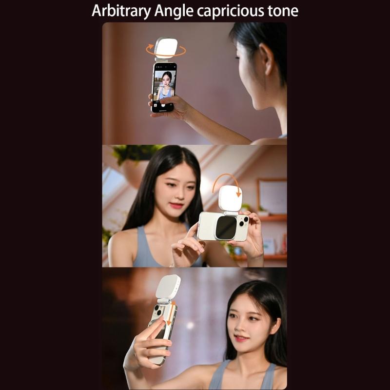 Portable Pocket Sized Vanity Mirror Light With 3 Lighting Mode Magnetic Attachment for Phone 17 Series Type C Charging