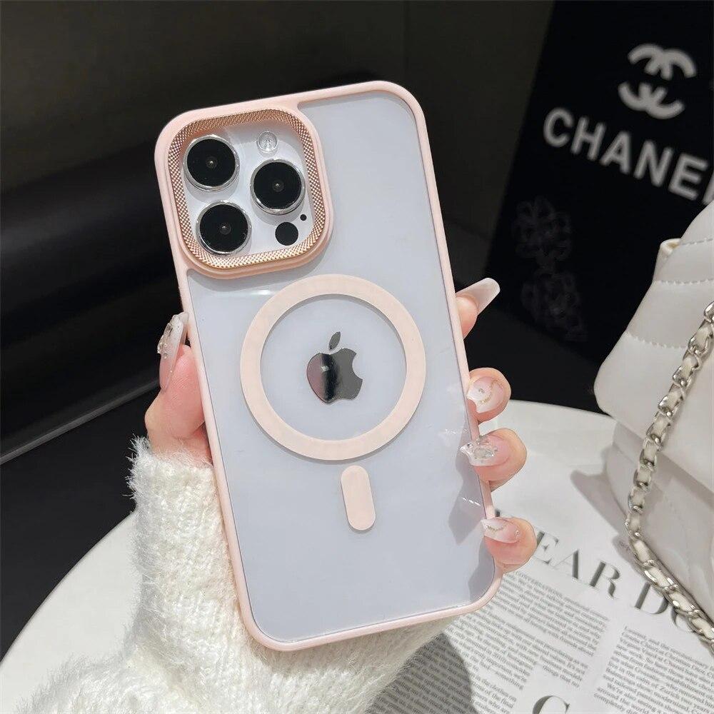 Clear Phone Case For iPhone 14 Pro Case iPhone 11 13 12 15 Pro Max Plus Shockproof Soft Bumper For Magsafe Wireless Charge Cover