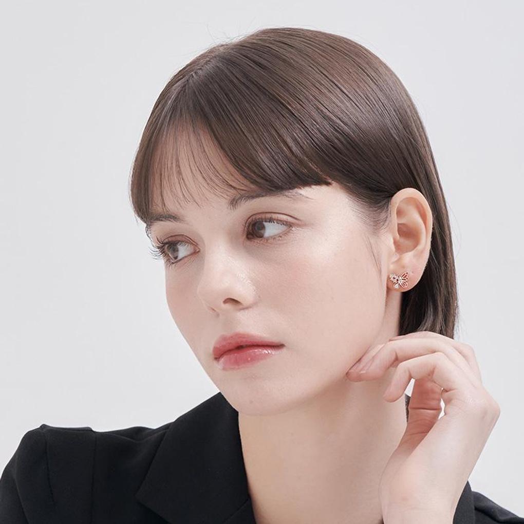 [CRANNE] 14K GF Butterfly Uneven Cubic Point Earrings C24EGF217