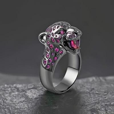Gothic Black Leopard Head Ring - Unisex 3D Hip Hop Style Christmas Ornament