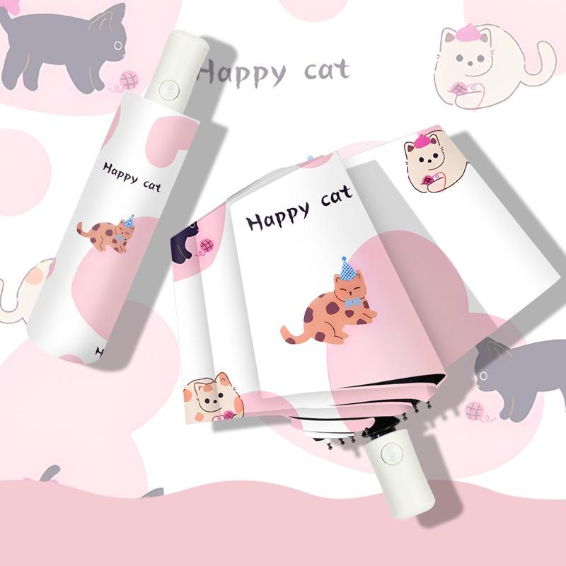 Automatic three-fold umbrella cartoon digital folding umbrella vinyl anti-ultraviolet sunscreen sun umbrella