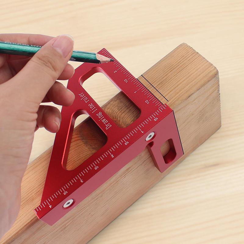 Precision Aluminum Alloy Miter Triangle Ruler 45°/90° Woodworking Square Protractor 3D Multifunctional Measuring Toolsolss