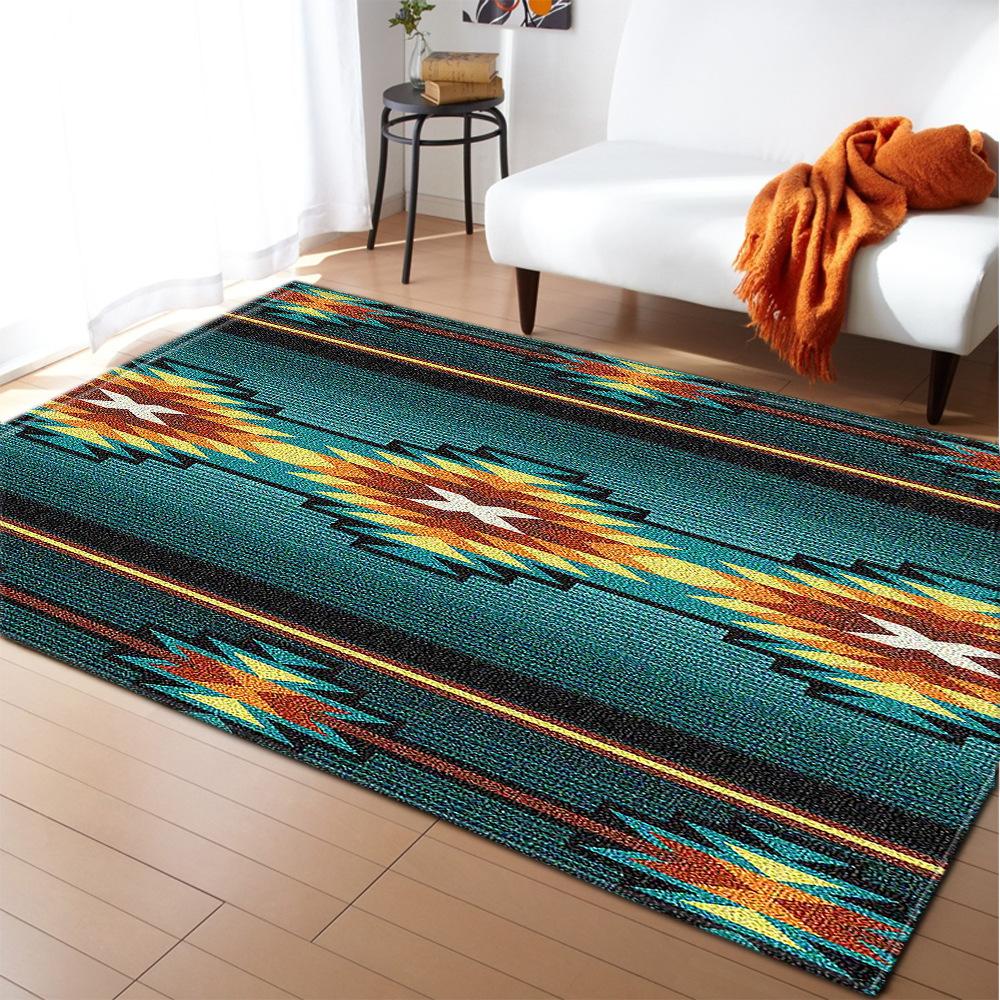National Style Retro European Pattern Large Carpet Square Floor Mat Striped