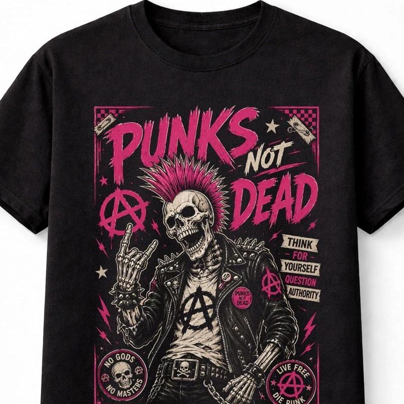 Punks Not Dead Punk Rock Skull Anarchy Rebellion Unisex TShirt S
