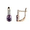 Oval amethyst zircon plated champagne gold ear buckle wedding earrings for women