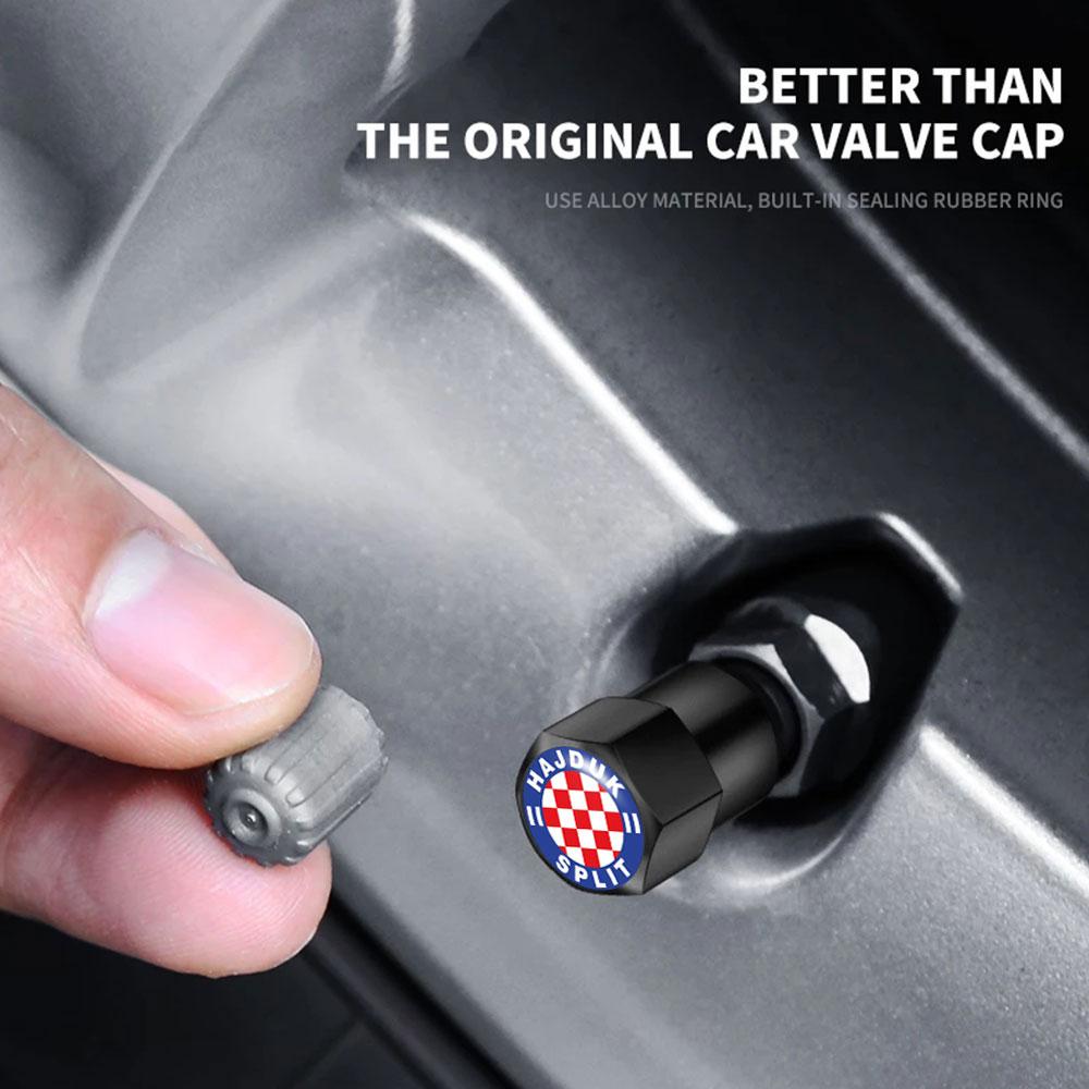 4 STÜCKE Universal DIY Auto Rad Reifen Luftventilkappen Schaft Autoaufkleber Für Autos Motor Autozubehör Dekor Geschenk ,Für Fußballclub Kroatien