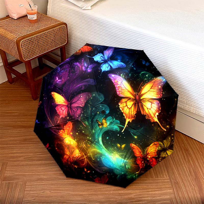 

1 PC Automatic Folding Umbrella - Magical Butterfly Pattern, Portable & Foldable Design with 8 Ribs, Christmas Birthday Gifts