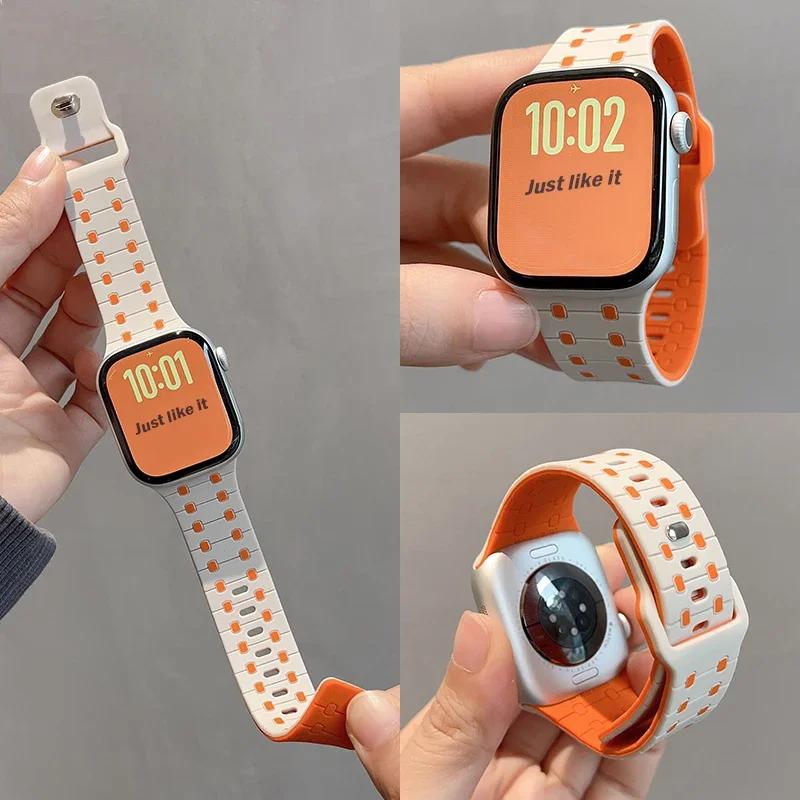 Magnetic Silicone Bracelet For Apple Watch ultra 2 Band 49mm 45mm 44mm 40mm 42mm 46mm 41mm 38mm Strap IWatch Series 10 SE 9 8 7