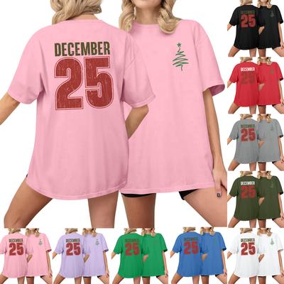 Women's Casual Printed T-Shirt Round Neck Pullover Short Sleeve Top