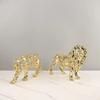 European Style Light Luxury Gold Hollowed Out Lion Horse Elephant Animal Sculpture Living Room Metal Decoration Home Accessories