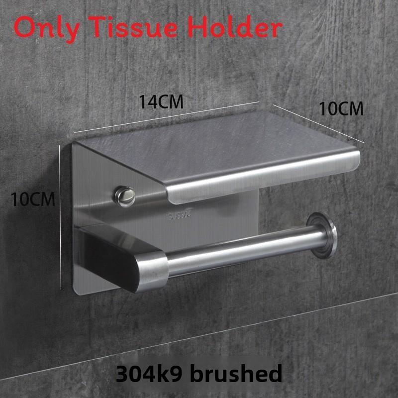 Steel Stainless 304 Toilet Paper Holder With Phone Shelf Modern Bathroom Decor
