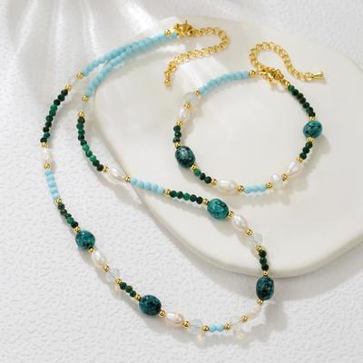 Herbst- und Winter-Set aus Süßwasserperlen (Armband & Halskette) – Eleganter Schmuck mit zarten Geistersteinen für einen femininen Touch