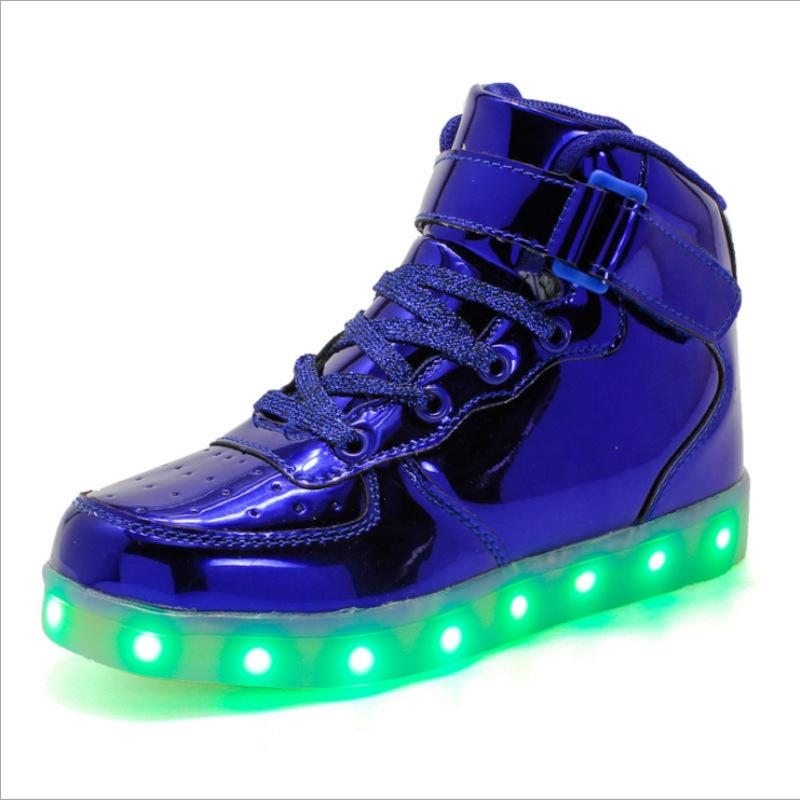 Children's light shoes led luminous shoes charging sports shoes high-top baby shoes male and female students female board shoes