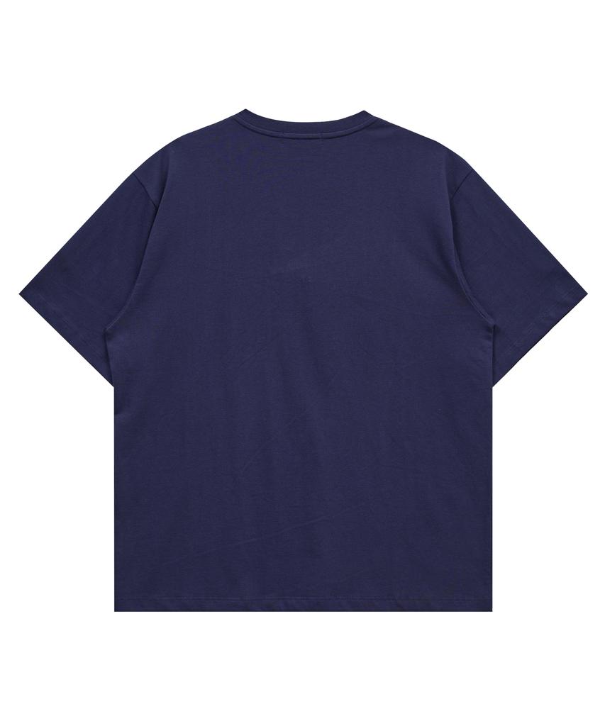 WAIKEI Yk Check Applique Short Sleeve T-Shirt Navy