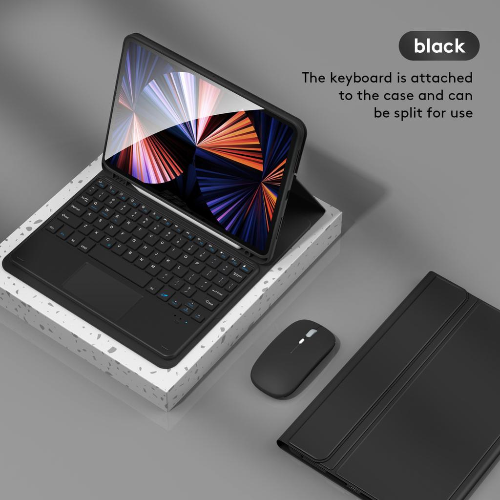 Wireless BT Keyboard USB Keypad with PU Leather Protecting Case for Tablet Compatible with AIr3 10.5in Pro