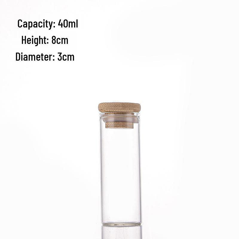 Available: Bamboo Lid Glass Test Tube 30mm with Rubber Ring Cork, Ideal for Flower Tea Storage, Moisture-Proof, and Portioning.
