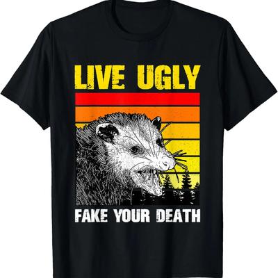 Ζήσε Άσχημα Κάνε Πως Πέθανες Οpossum Αστείο T-Shirt