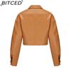 BITCED Spring/Autumn Loose-Fit Casual Leather Jacket for Women Long-Sleeved Single-Breasted Short-Length Jacket