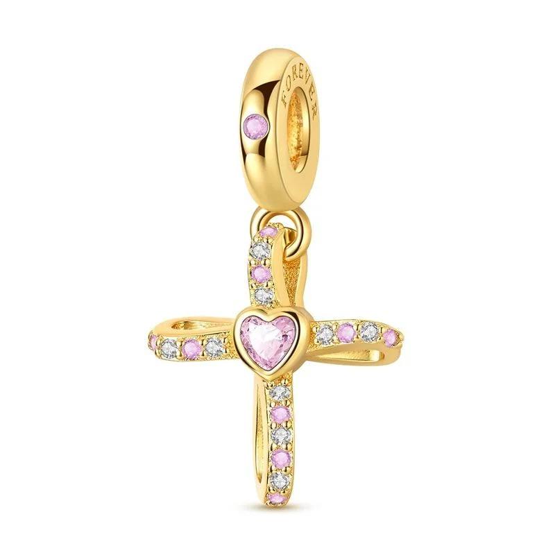 925 Silver Charms Cross Bible Heart Zircon Earrings Beads Pendant Bracelets Necklaces Womens DIY Jewelry Gift