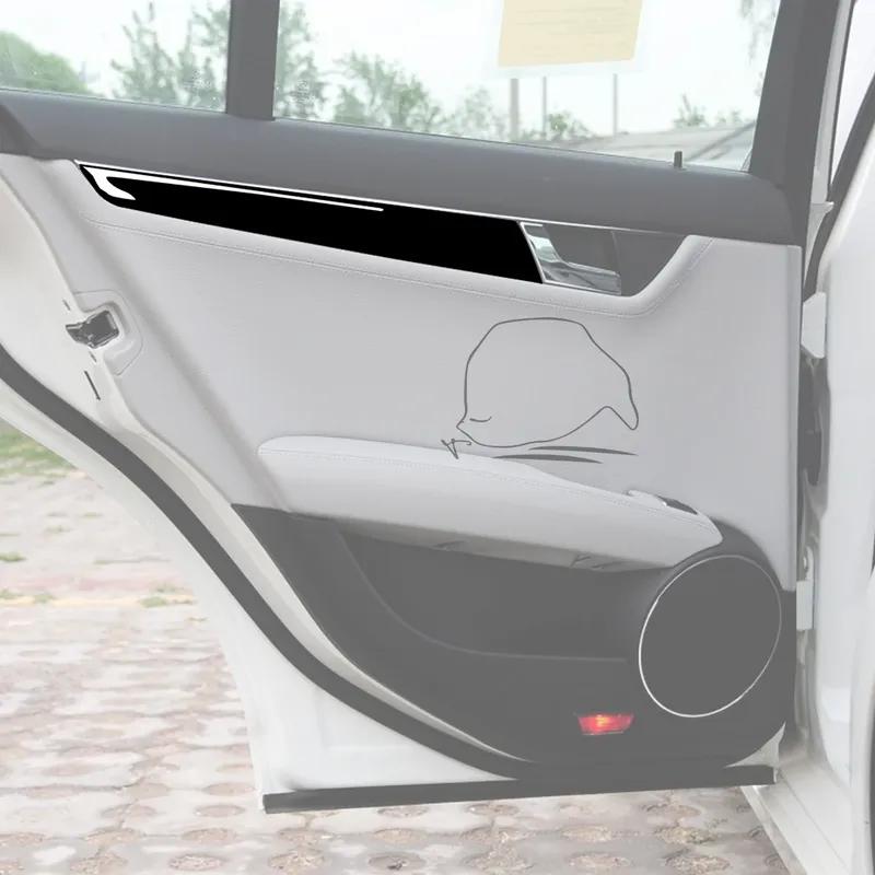 For Mercedes Benz C Class W204 2007-2013 Accessories Car Interior Door Panel Trim Sticker Gloss Black Plastic