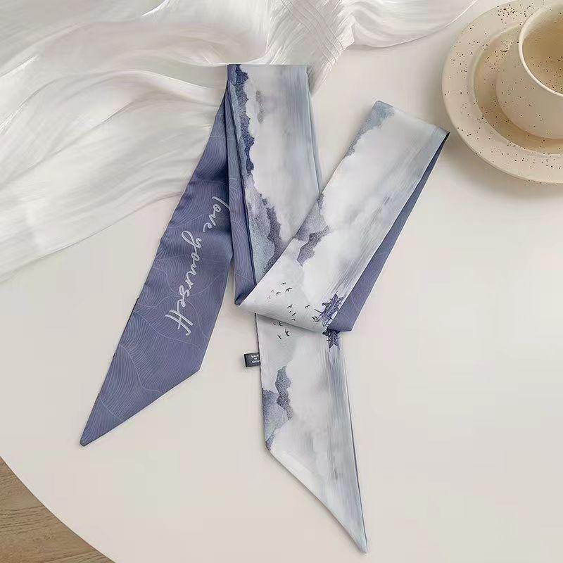 Korean Style Silk Scarf and Hairband Set - Versatile Women's Accessory for Summer