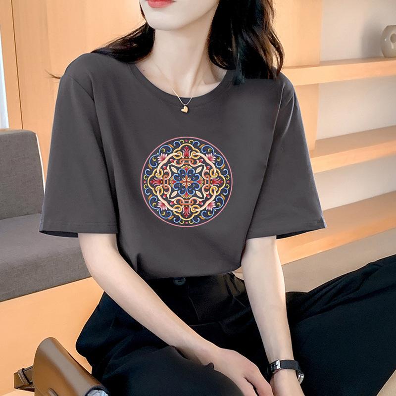 VEZFAA Damenmode Casual Sommer Frühling Kurzarm O-Ausschnitt Blusen & Hemden