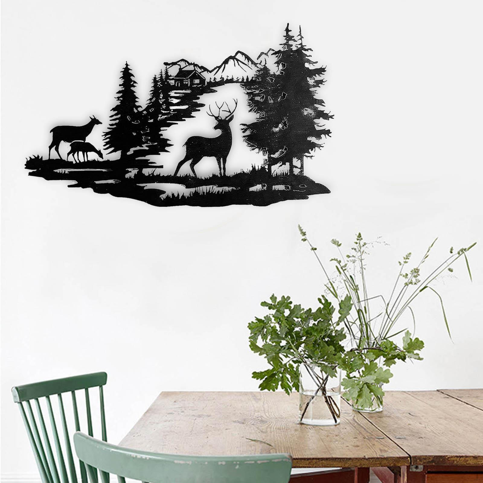 

Metal Deer Wall Art Decor, Sculpture Iron Hanging Decoration, for