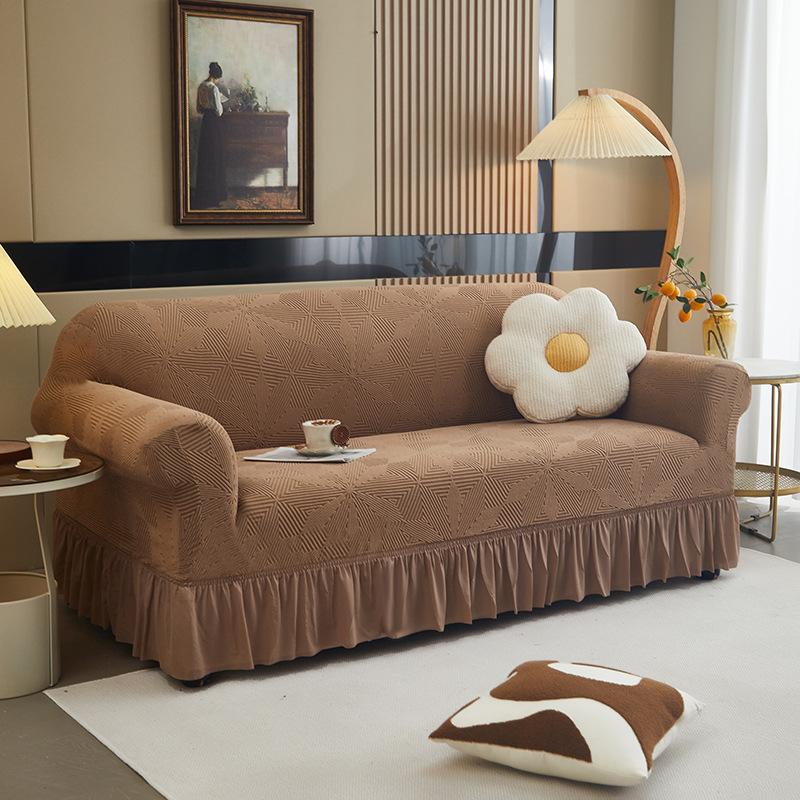 Supply High-Grade Skirt Hemming Sofa Cover Elastic All-Inclusive Four-Season Universal Sofa Protective Cover Solid Color