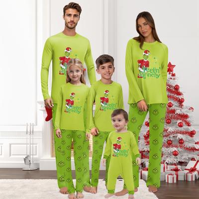 Christmas Prints Family Matching Long Sleeve Tops+Pants Set Family Matching Sets