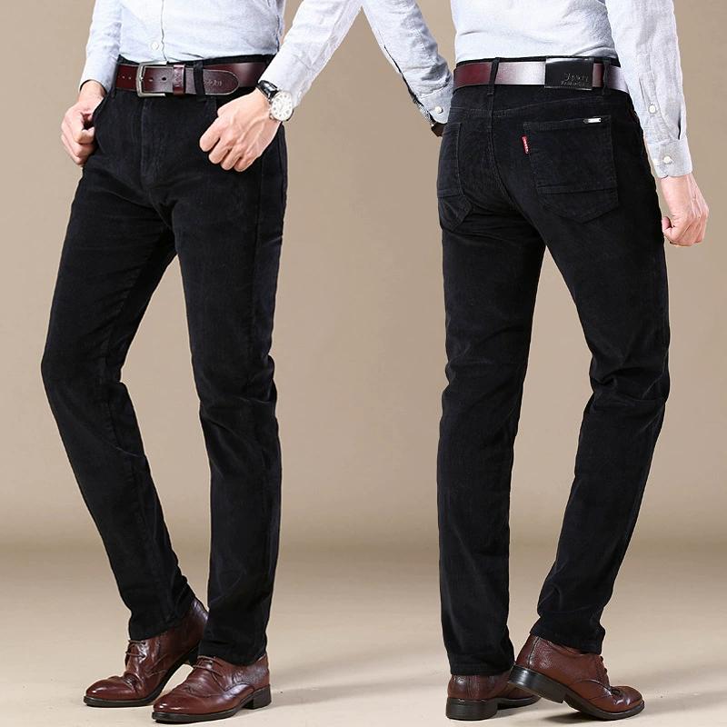 Pantaloni a coste autunnali da uomo in cotone spessi slim dritti elastici pantaloni casual da lavoro moda kaki abbigliamento maschile