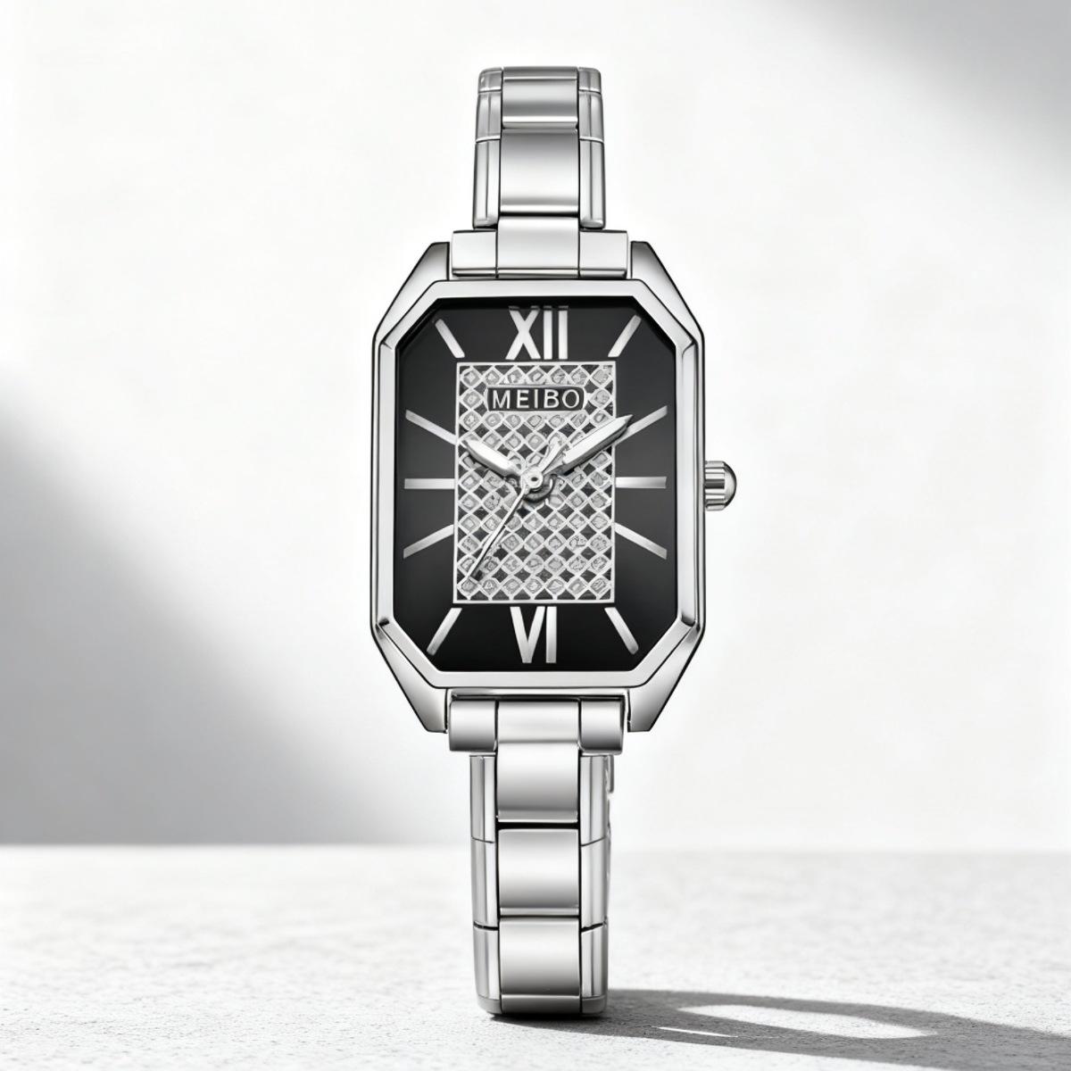 Square Ladies Italian Stainless Steel Bracelet Square Diy Quartz Wrist Watch Elastic Strap Women S Watch