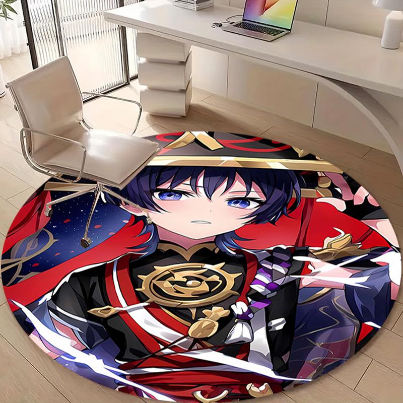 1pc Genshin Impact Wanderer2 Design Printed Area Round Carpet for Bedroom Living Room Home Decor Rugs Mat Non Slip Mat Rug for Bedside
